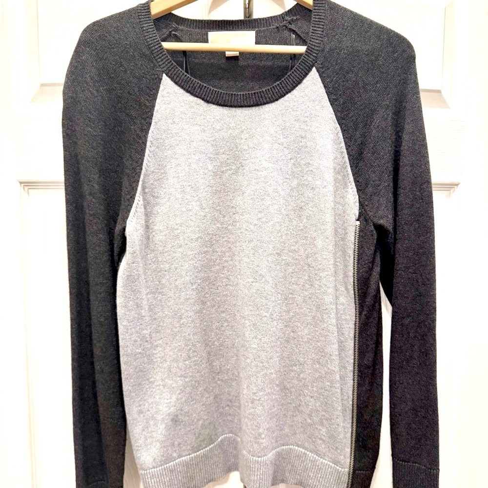 Michael Kors Charcoal Gray Sweater Zipper Detail Raglan Sleeves Medium